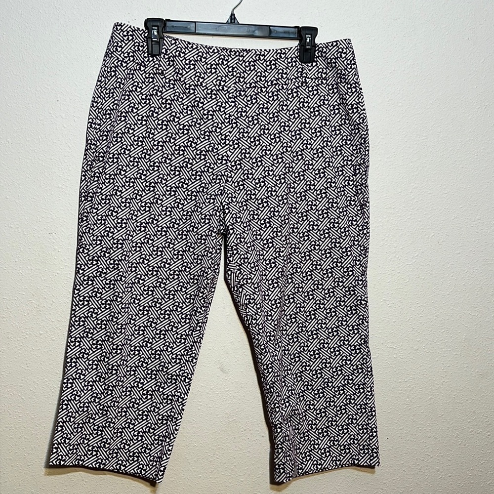 Talbots Womens Purple Print Capri Pants Size 14 Petite